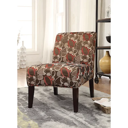 Accent Chair in Brown Abstract Geometric Fabric